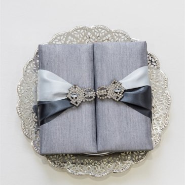 G Designers Grey Silk Box Wedding Invitation 6