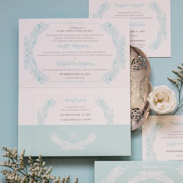 G Designers Sky Blue Pocket Fold Wedding Invitation 2