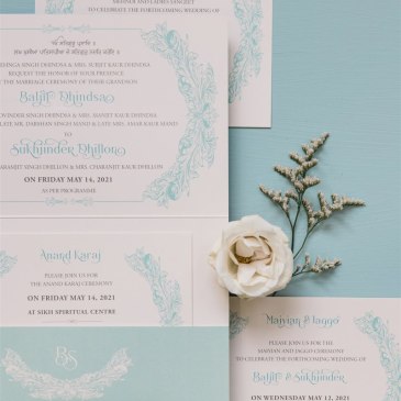 G Designers Sky Blue Pocket Fold Wedding Invitation 6