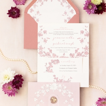 G Designers Dusty Rose Pocket Fold Sikh Wedding Invitation 3