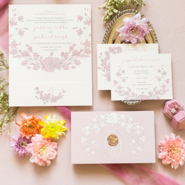 G Designers Dusty Rose Pocket Fold Sikh Wedding Invitation 5