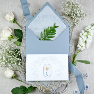 G Designers Dusty Blue Pocket Fold Sikh Wedding Invitation 1
