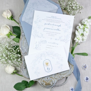 G Designers Dusty Blue Pocket Fold Sikh Wedding Invitation 2