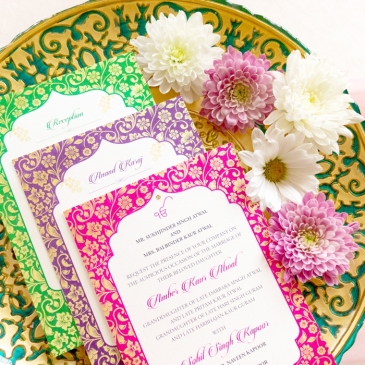 G Designers Bright Multicolor Sikh Wedding Invitation 3