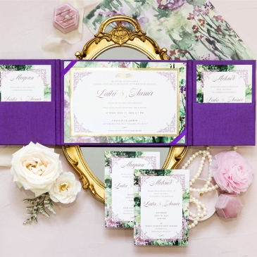 G Designers Purple Luxury Boxed Wedding Invitation 1