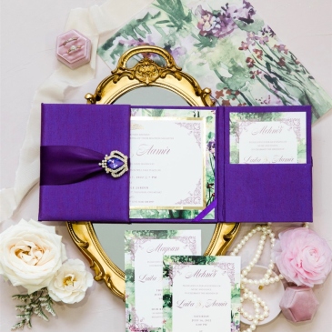 G Designers Purple Luxury Boxed Wedding Invitation 2