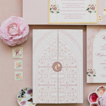 G Designers Gate Fold Blush Hindu Wedding Invitation 4