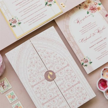 G Designers Gate Fold Blush Hindu Wedding Invitation 5