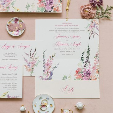 G Designers Watercolor Floral Blush Pocket Fold Wedding Invitation 2