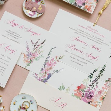 G Designers Watercolor Floral Blush Pocket Fold Wedding Invitation 3