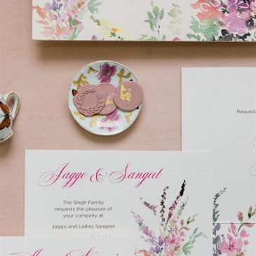 G Designers Watercolor Floral Blush Pocket Fold Wedding Invitation 4