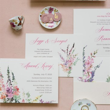 G Designers Watercolor Floral Blush Pocket Fold Wedding Invitation 5