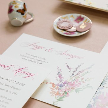G Designers Watercolor Floral Blush Pocket Fold Wedding Invitation 6