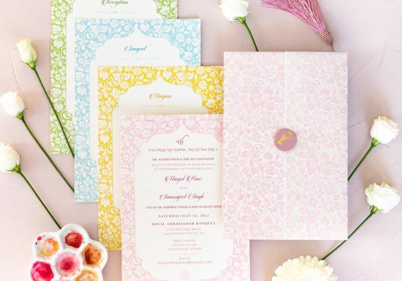 G Designers Pastel Multicolor Sikh Wedding Invite 1